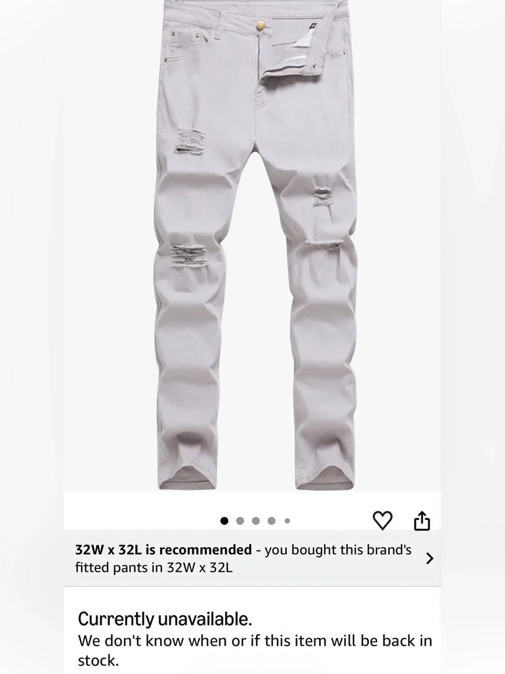 Men’s Grey Distressed Skinny Stretch Denim by WULFUL; Size 32 -NWT Discontinued!